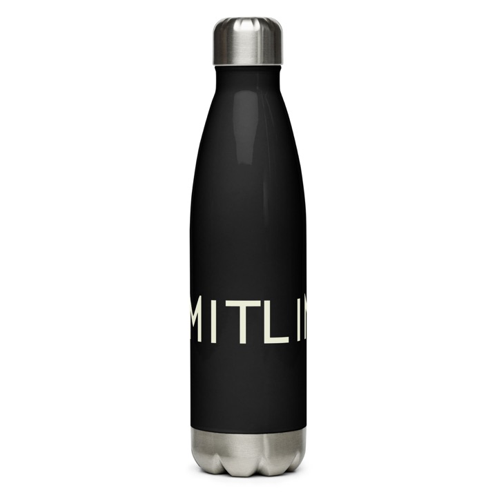 Black 17-ounce stainless steel bottle with a light LimitLine wordmark around the lower body.